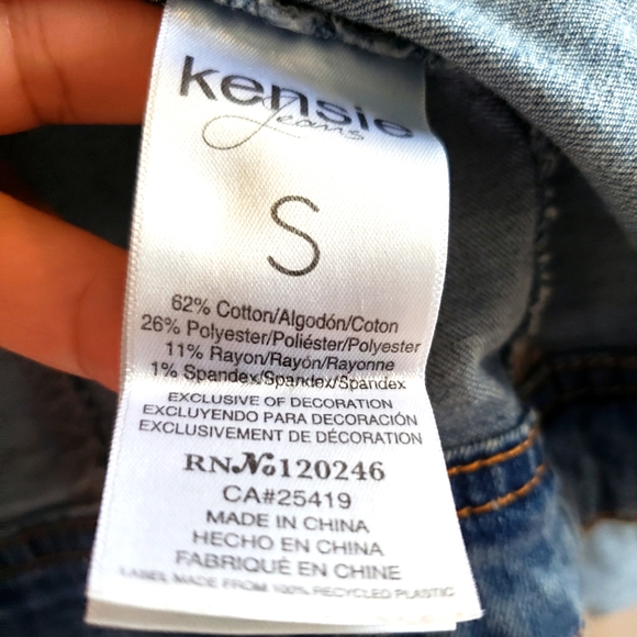 Kensie Jean Jacket Denim Stretch Boho Western Fall Women Small to Medium Size - Picture 10 of 12